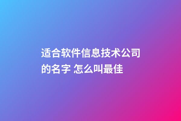 适合软件信息技术公司的名字 怎么叫最佳-第1张-公司起名-玄机派
